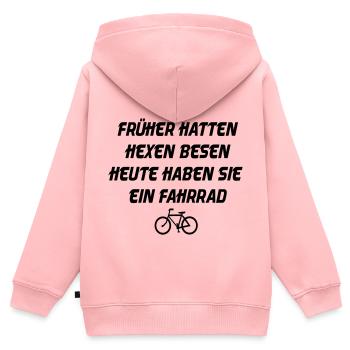 Hexenbesen Fahrrad - Kinder Premium Organic Zip Hoodie - Rosa - Hinten - AI Model Kid Female (0cm)