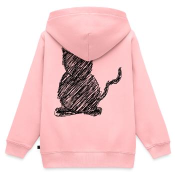 Katze Scribble Zeichnung Tier Geschenk - Kinder Premium Organic Zip Hoodie - Rosa - Hinten - AI Model Kid Female (0cm)
