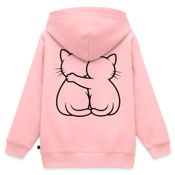 Katzen Umarmung - Kinder Premium Organic Zip Hoodie - Rosa - Hinten - AI Model Kid Female (0cm)