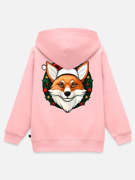 Füchse Weihnachten - Kinder Premium Organic Zip Hoodie - Rosa