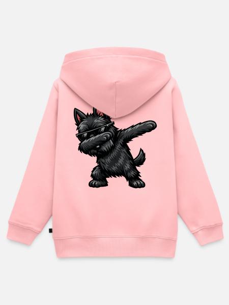Dabbing Scottish Terrier im Comic Stil - Kinder Premium Organic Zip Hoodie - Rosa