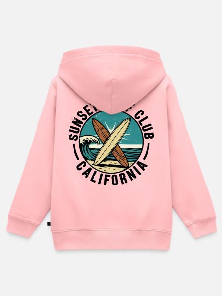 Sunset Surf Club - Kinder Premium Organic Zip Hoodie - Rosa