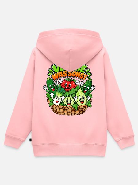 Fröhliche Gemüsebande im Körbchen - Kinder Premium Organic Zip Hoodie - Rosa