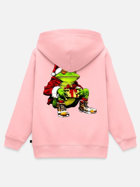 Frösche Weihnachten - Kinder Premium Organic Zip Hoodie - Rosa