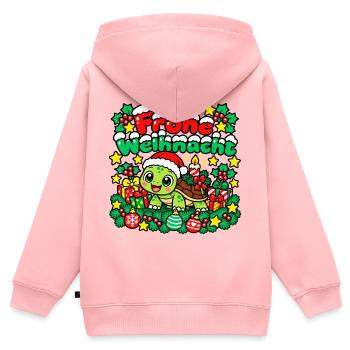 Weihnachts Schildkröte - Kinder Premium Organic Zip Hoodie - Rosa - Hinten - AI Model Kid Female (0cm)