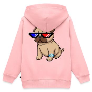 Pixel Shades Pug - Kinder Premium Organic Zip Hoodie - Rosa - Hinten - AI Model Kid Female (0cm)