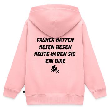 Hexenbesen Bike - Kinder Premium Organic Zip Hoodie - Rosa - Hinten - AI Model Kid Female (0cm)