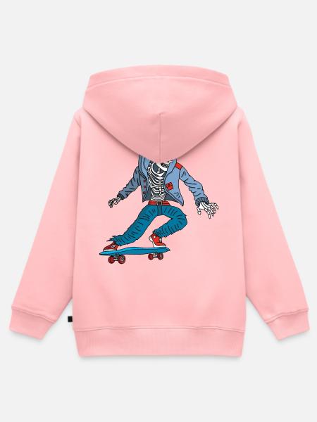 Skelett auf einem Skateboard - Kinder Premium Organic Zip Hoodie - Rosa