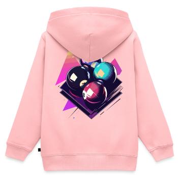 Boules de billard graphique - Sweat Premium à capuche zippé enfant bio - rose - Dos - AI Model Kid Female (0cm)