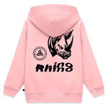 Rhino - Kinder Premium Organic Zip Hoodie - Rosa - Hinten - AI Model Kid Female (0cm)