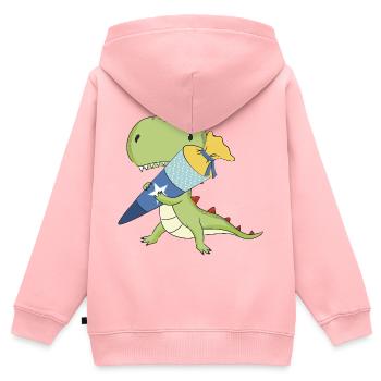 Dino with school cone - Kids Premium Organic Zip-up Hoodie - rose - Back - AI Model Kid Female (0cm)