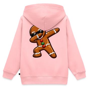 Dabbing Lebkuchenmann - Kinder Premium Organic Zip Hoodie - Rosa - Hinten - AI Model Kid Female (0cm)