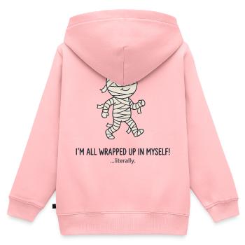 Wrapped Mummy: Ganz eingepackt - Kinder Premium Organic Zip Hoodie - Rosa - Hinten - AI Model Kid Female (0cm)