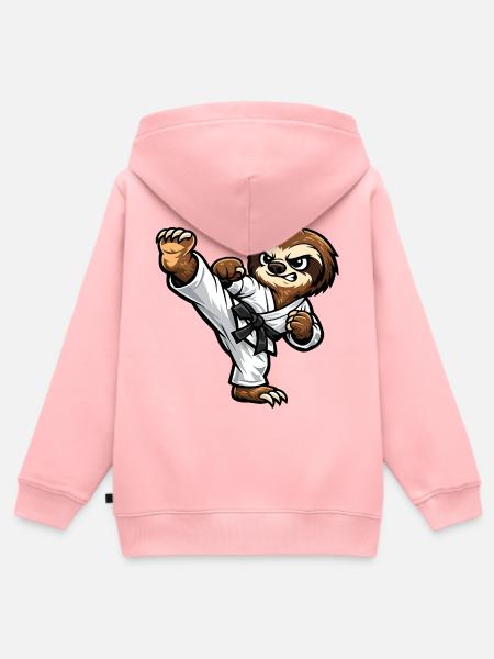 Faultier beim Karate - Kinder Premium Organic Zip Hoodie - Rosa