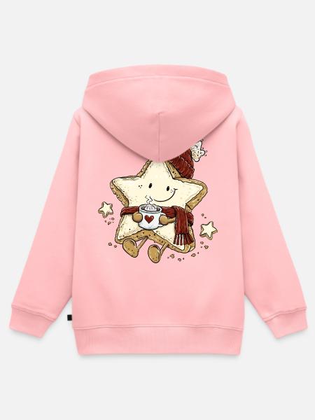 Lustiger Winterstern mit Kaffee Plätzchen Keks  - Kinder Premium Organic Zip Hoodie - Rosa