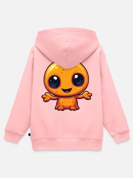 Kuschel-Orb mit großen Augen - Kinder Premium Organic Zip Hoodie - Rosa