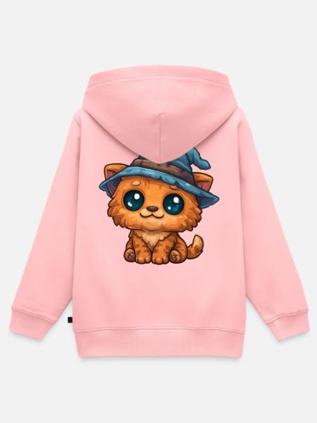 Kätzchen mit Hexenhut - Kinder Premium Organic Zip Hoodie - Rosa
