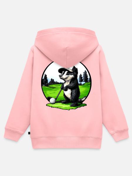 Stinktier Golfspieler - Kinder Premium Organic Zip Hoodie - Rosa