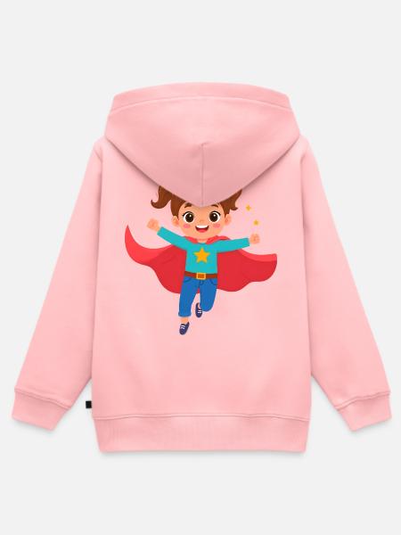 Kawaii Comic Superheldin Power Mädchen T-Shirt - Kinder Premium Organic Zip Hoodie - Rosa