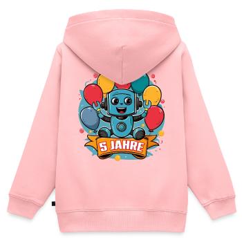 5 Jahre Kleiner Roboter mit bunten Luftballons - Kinder Premium Organic Zip Hoodie - Rosa - Hinten - AI Model Kid Female (0cm)