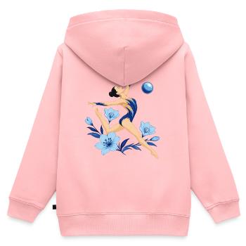 Acrobate bleu avec des fleurs - Sweat Premium à capuche zippé enfant bio - rose - Dos - AI Model Kid Female (0cm)