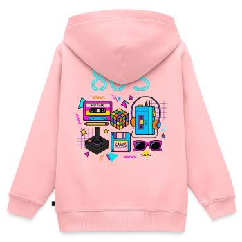 Retro Neon 80er Spielhalle - Kinder Premium Organic Zip Hoodie - Rosa - Hinten - AI Model Kid Female (0cm)