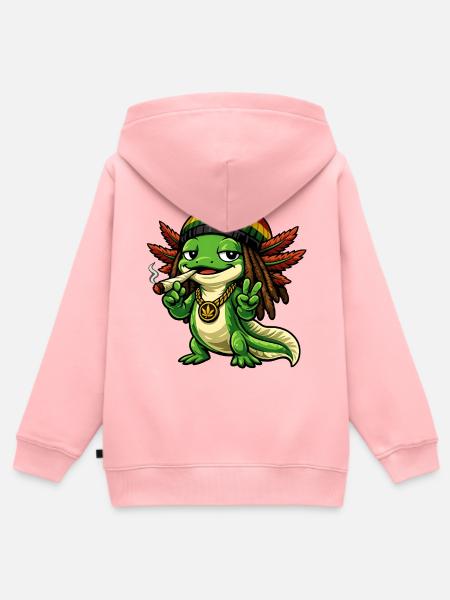 Cooler Rastafari Axolotl - Kinder Premium Organic Zip Hoodie - Rosa