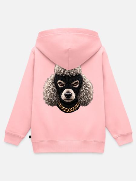 Böser Pudel mit Sturmhaube - Kinder Premium Organic Zip Hoodie - Rosa
