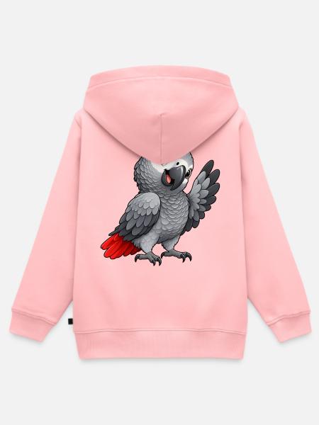 Graupapagei Kawaii Style – Süßer Papagei - Kinder Premium Organic Zip Hoodie - Rosa