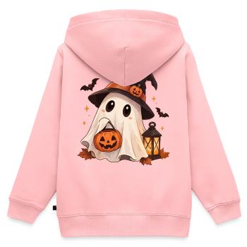 Süßer Geist mit Hexenhut - Kinder Premium Organic Zip Hoodie - Rosa - Hinten - AI Model Kid Female (0cm)