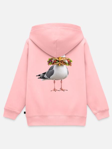 Silbermoewe-mit-Doener Möwe - Kinder Premium Organic Zip Hoodie - Rosa