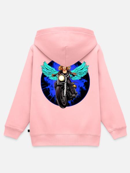 Engel Motorradfahrer - Kinder Premium Organic Zip Hoodie - Rosa