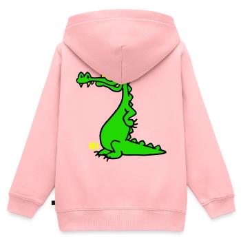 Smiling Crocodile, dreifarbiges Design - Kinder Premium Organic Zip Hoodie - Rosa - Hinten - AI Model Kid Female (0cm)