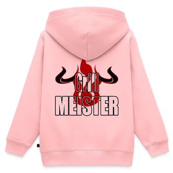 Grillmeister Flamme Hörner Rind Fleischesser Grill - Kinder Premium Organic Zip Hoodie - Rosa - Hinten - AI Model Kid Female (0cm)