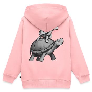 Schildkröte reitet auf Schildkröte - Kinder Premium Organic Zip Hoodie - Rosa - Hinten - AI Model Kid Female (0cm)