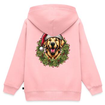 Golden Retriever à Noël 🎄 - Sweat Premium à capuche zippé enfant bio - rose - Dos - AI Model Kid Female (0cm)