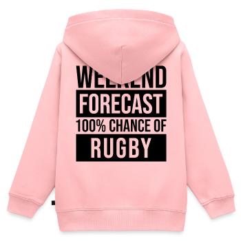 Rugby Rugby Rugby - Kinder Premium Organic Zip Hoodie - Rosa - Hinten - AI Model Kid Female (0cm)