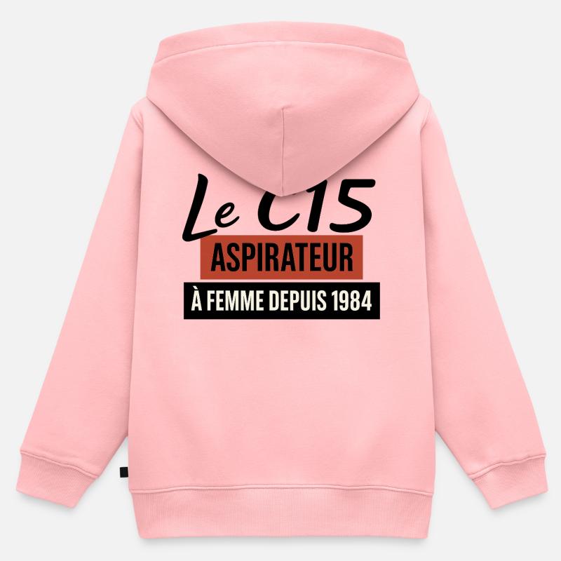 C15 - Sweat Premium à capuche zippé enfant bio - rose