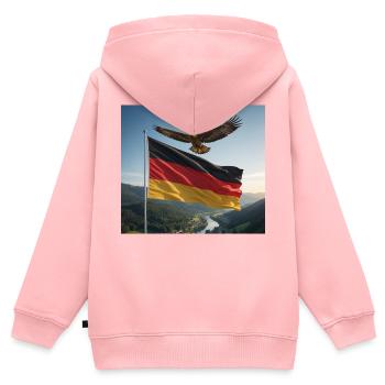 Aigle au-dessus du drapeau allemand - Sweat Premium à capuche zippé enfant bio - rose - Dos - AI Model Kid Female (0cm)