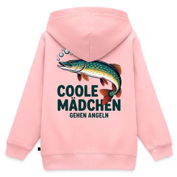 Cool Girl Fishing - Kids Premium Organic Zip-up Hoodie - rose - Back - AI Model Kid Female (0cm)