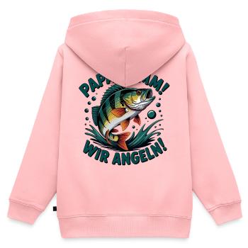 Papa Komm Wir Angeln Fischmotiv - Kinder Premium Organic Zip Hoodie - Rosa - Hinten - AI Model Kid Female (0cm)