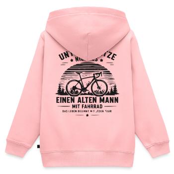 Unterschätze niemals alten Mann mit Fahrrad - Kinder Premium Organic Zip Hoodie - Rosa - Hinten - AI Model Kid Female (0cm)