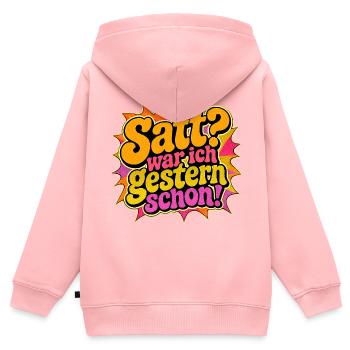 Satt? War ich gestern schon! - Kinder Premium Organic Zip Hoodie - Rosa - Hinten - AI Model Kid Female (0cm)