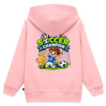 Little Soccer Champion Kids – Soccer Champion Desi - Kinder Premium Organic Zip Hoodie - Rosa - Hinten - AI Model Kid Female (0cm)
