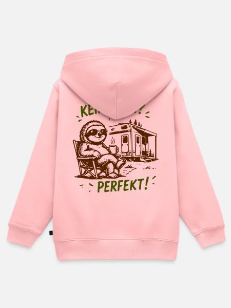 Kein Plan? Perfekt Sloth Camping - Kinder Premium Organic Zip Hoodie - Rosa