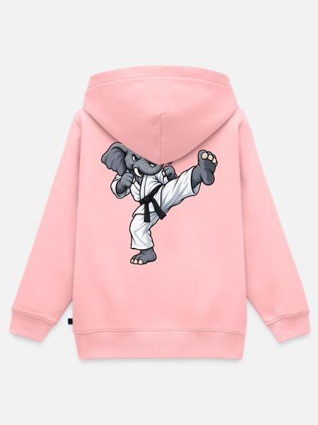 Elefant beim Karate - Kinder Premium Organic Zip Hoodie - Rosa