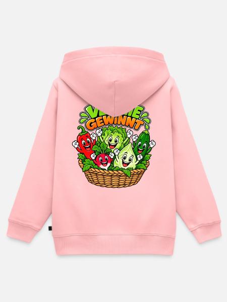 Veggie Gewinnt: Bunte Gemüsefreude - Kinder Premium Organic Zip Hoodie - Rosa