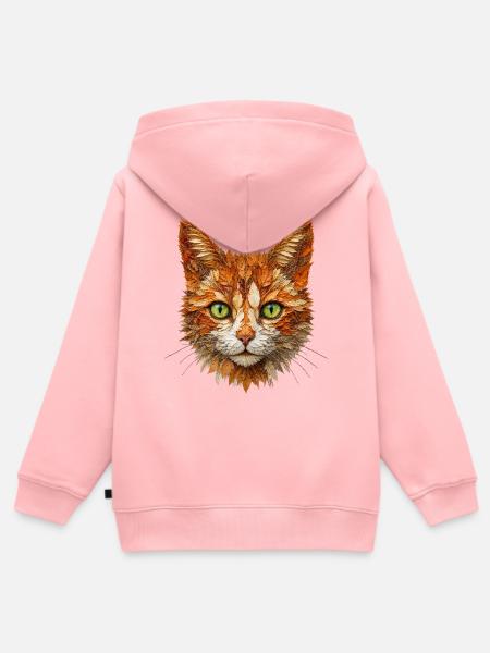 Katze aus Herbstlaub - Kinder Premium Organic Zip Hoodie - Rosa