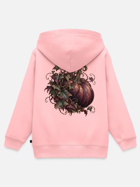 Dunkler Kürbis mit Efeu - Kinder Premium Organic Zip Hoodie - Rosa