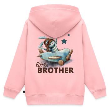 Kleiner Bruder - Kinder Premium Organic Zip Hoodie - Rosa - Hinten - AI Model Kid Female (0cm)